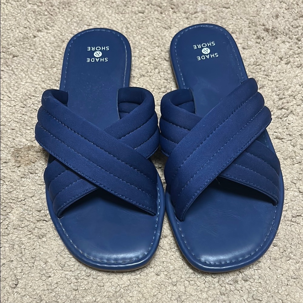 Shade & Shore Blue Slide Sandals